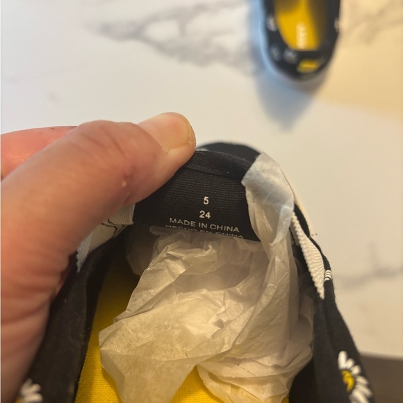 Kids Black Slip-On Canvas Shoes with Daisy Print - Picture 7 of 9